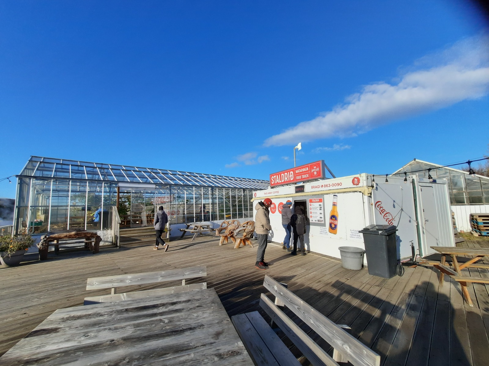 Staldriđ food truck next to the greenhouse