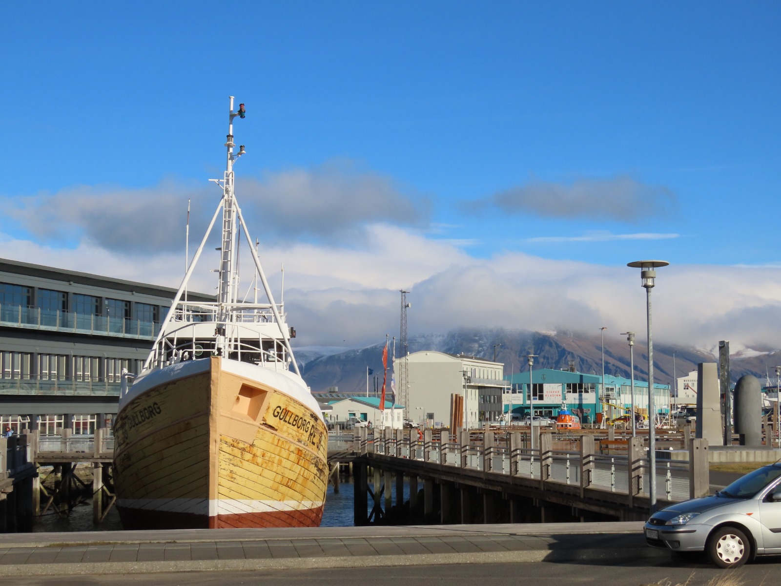 Yellow boat in the Reykjavík harbour